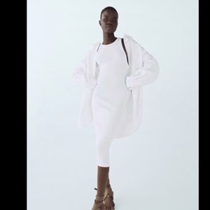 Zara ribbed white dress